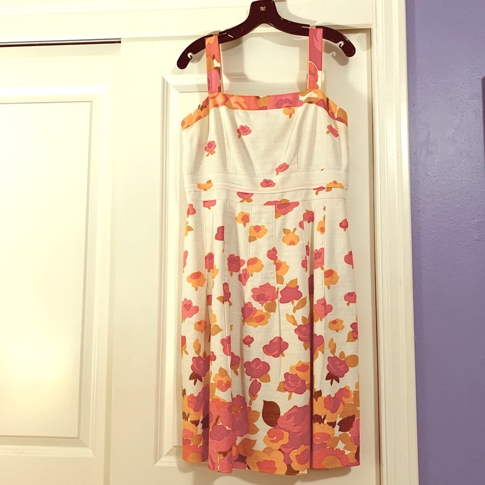 Linen Dress Orange Floral
